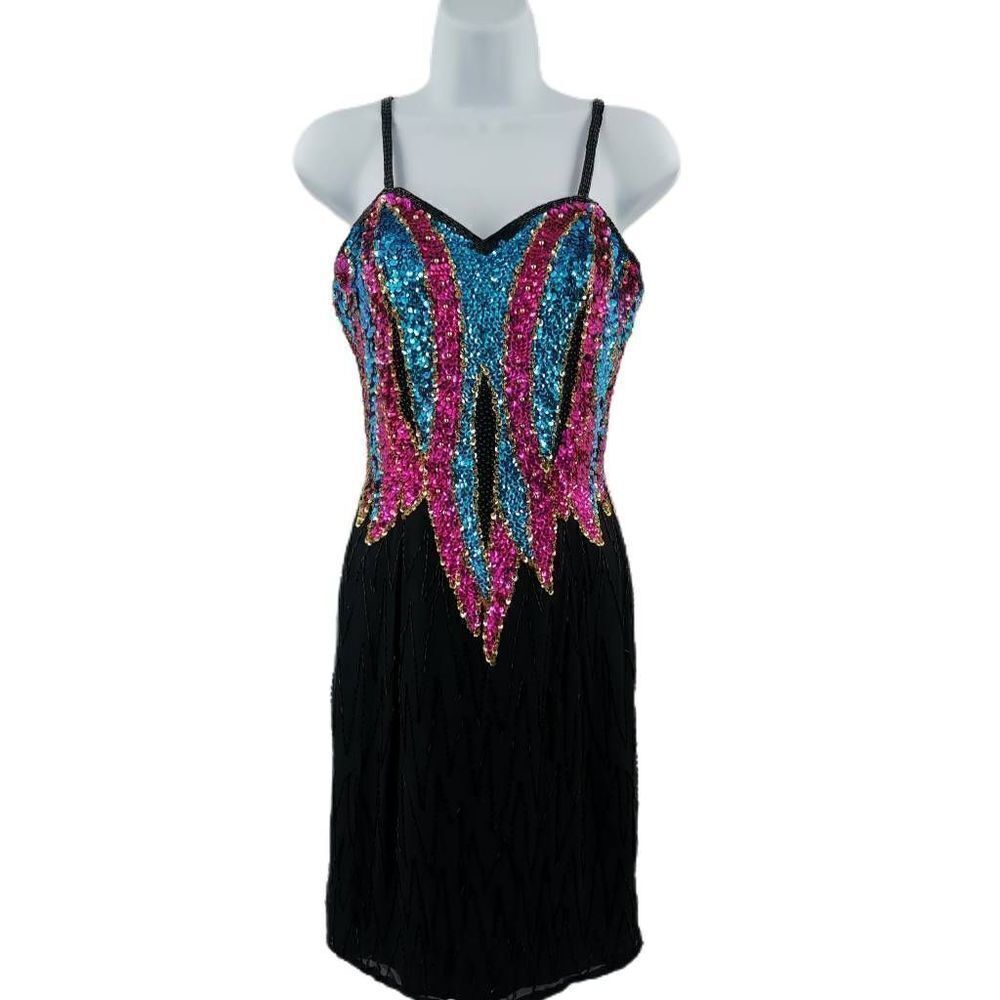 Vintage Alyce Designs Flame-Embellished Sequin Dress | Circa 1980s-1990s